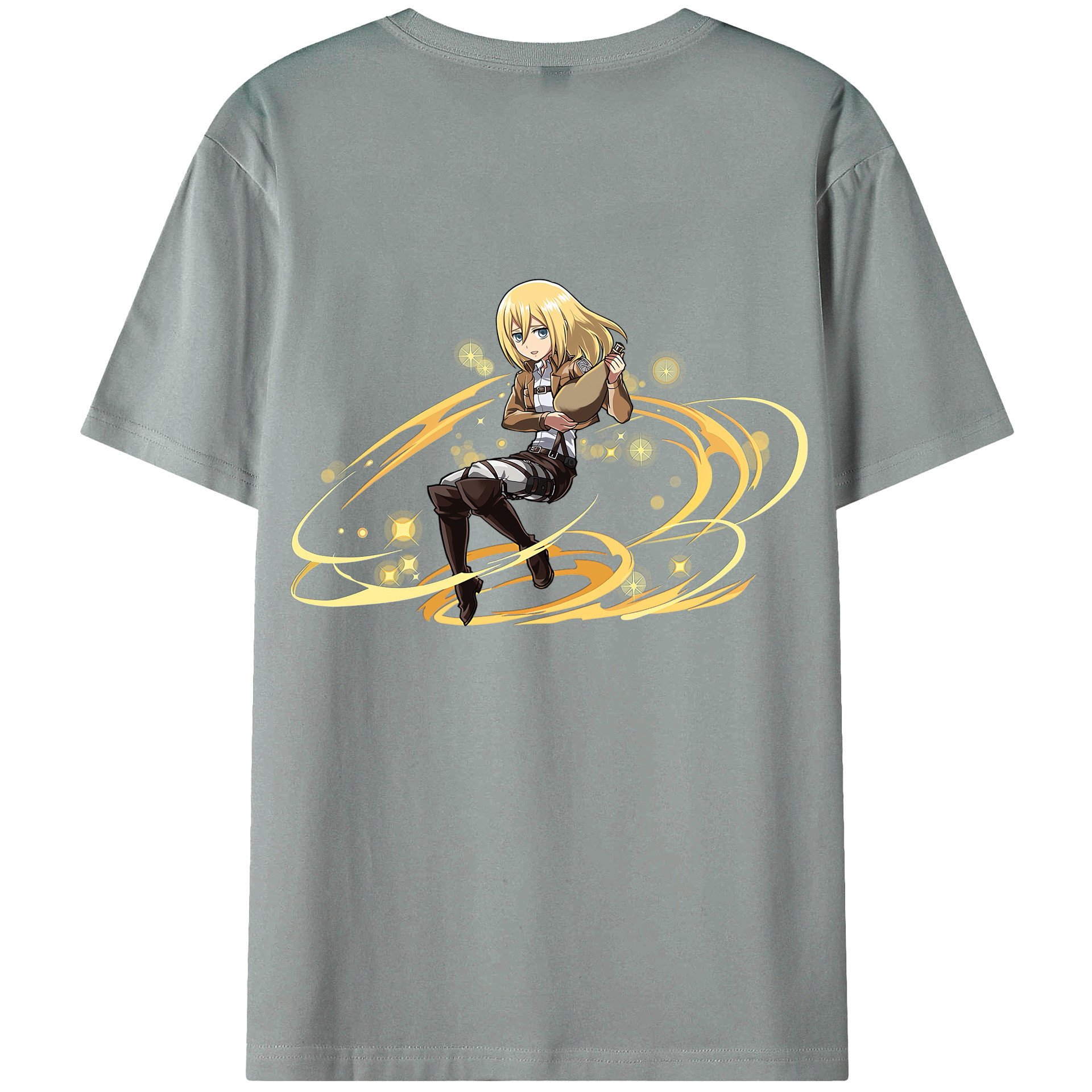 （画像用） 進撃の巨人 クリスタ·レンズ Attack on Titan Christa Lenz 綿100％ メンズ半袖Tシャツ（バックプリント） 通気性